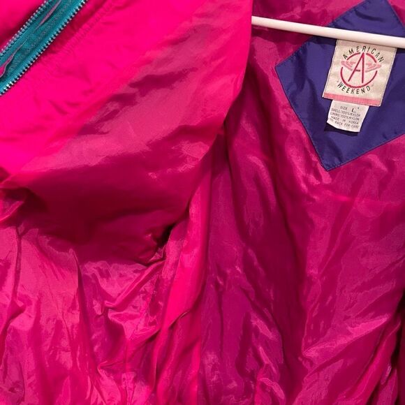 American Vintage Windbreaker Women’s L Full Zip 80s Flashdance Psychedelic - Picture 4 of 9